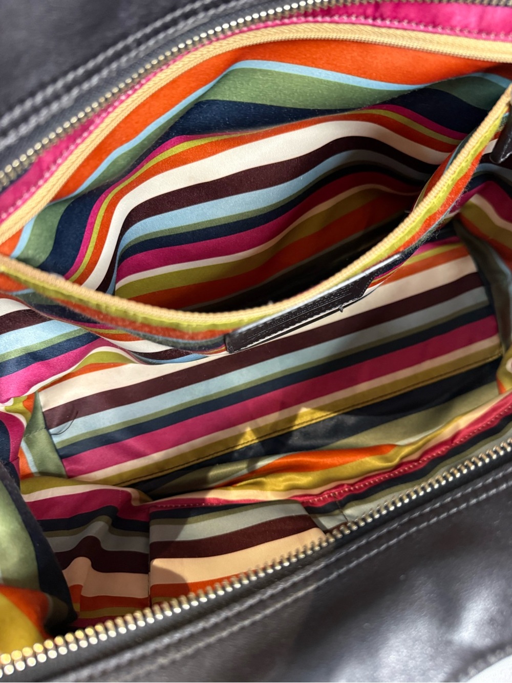 COACH Bleeker Black Leather Shoulder Tote with Legacy Stripe Lining 09’ 14383 - Picture 7 of 9